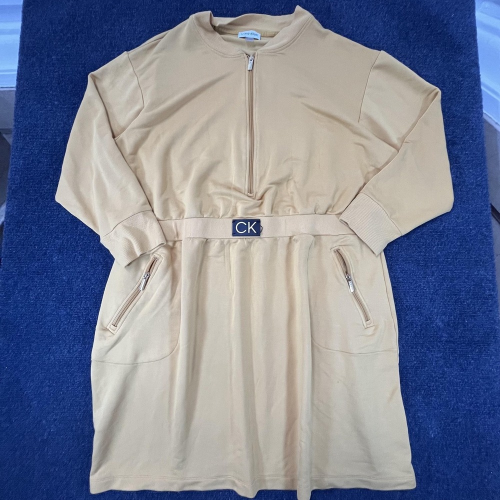 Calvin Klein Dress Womens 2XL Belted Half Zip Pullover Pockets Casual CK